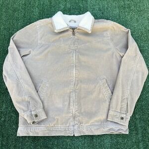 Vintage Outlooks Jacket Mens Medium Beige Sherpa Lined Boxy Corduroy Skater Y2K